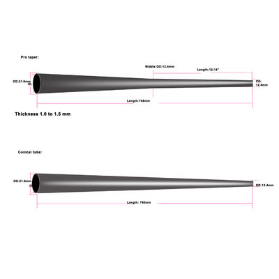 Tubo de eixo de golfe simples de fibra de carbono UD Pro Taper Snooker Cue para tubos de baixa deflexão