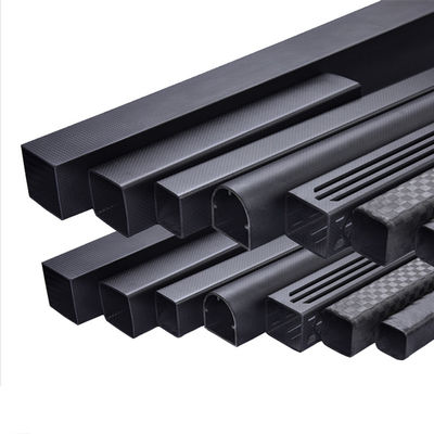 Tubo oval quadrado de fibra de carbono com teor de cinzas de 0,025% a 0,05% e comprimento personalizável